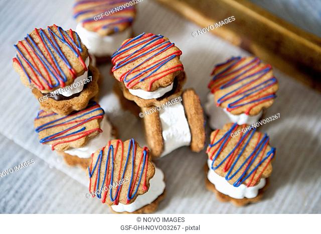 Mini S'mores Drizzled with Red and Blue Icing