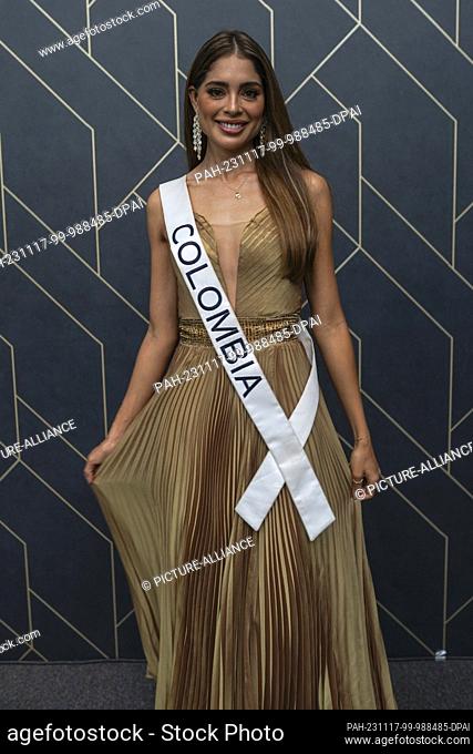 17 November 2023, El Salvador, San Salvador: Colombian Camila Avella, ""Miss Colombia"", during a photo shoot. Machete is representing her country at this...