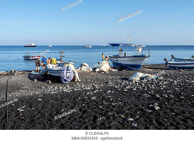 Volcanic beach near Stromboli at Messina district, Sicily, Italy, Europe