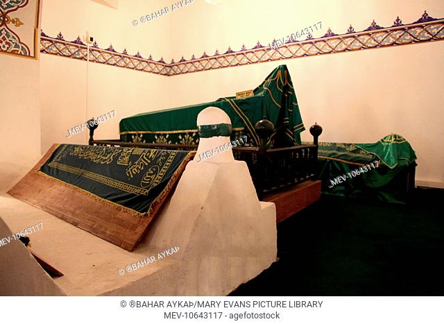 The tomb of Resul Bali In the Meydan of the Forty in Haji Bektash Veli Museum in Nevsehir Turkey. Contains the tombs of the forty close companions and followers...