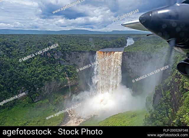 Kaieteur Falls on the Potaro River in the Kaieteur National Park, Guyana, South America. Largest waterfall in the world in height and volume