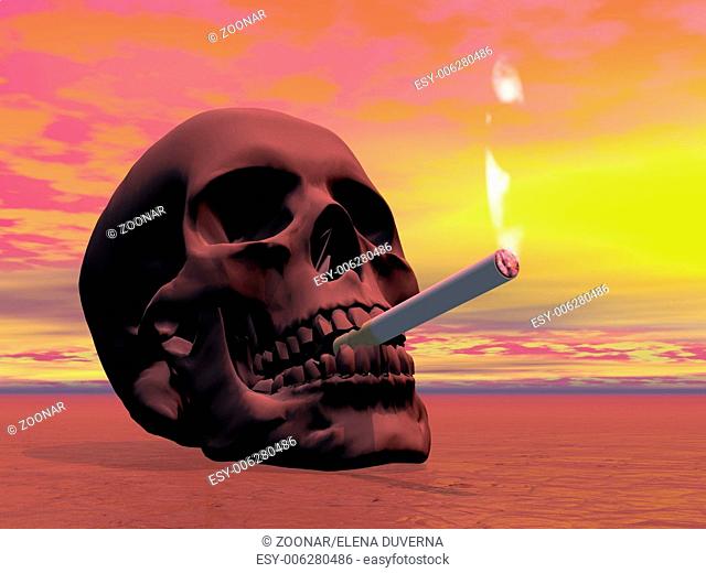 Skull smoking a cigarette - 3D render
