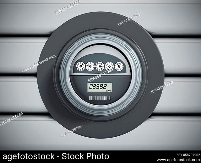 Electric meter with LCD panel hanging on the wall
