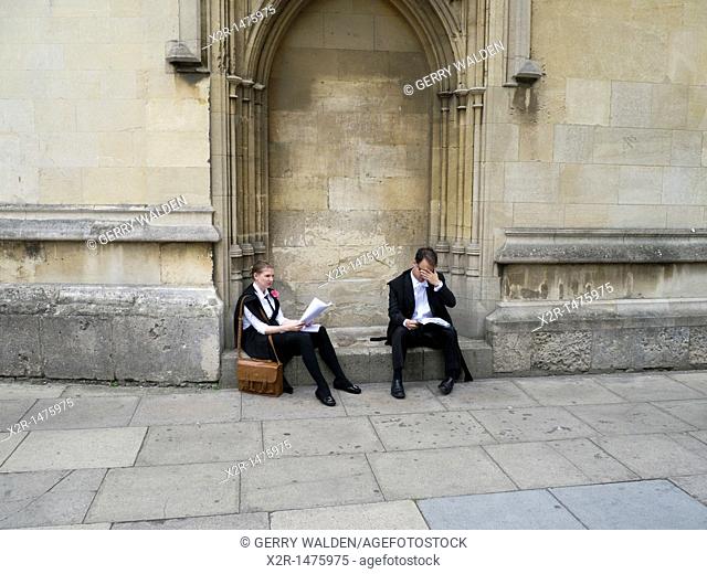 Students in Oxford dressed in morning suits with carnations in the button holes