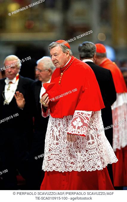 Cardinal George Pell during the celebration of the liturgy for the world day of care creation St. Peter Basilica, Vatican, Rome