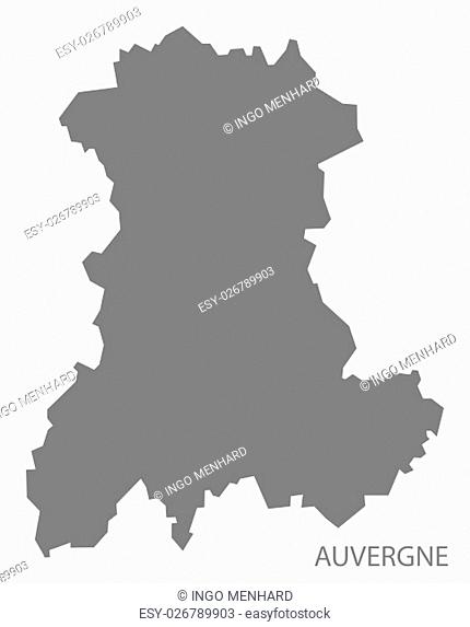 Auvergne France Map grey