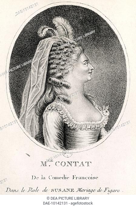 Louise Francoise Contat (1760-1813) playing the role of Susanna in The Marriage of Figaro, by French playwright Pierre-Augustin Caron de Beaumarchais...