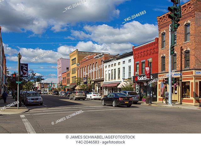 Main Street in town of Penn Yan in the Finger Lakes region of New York State