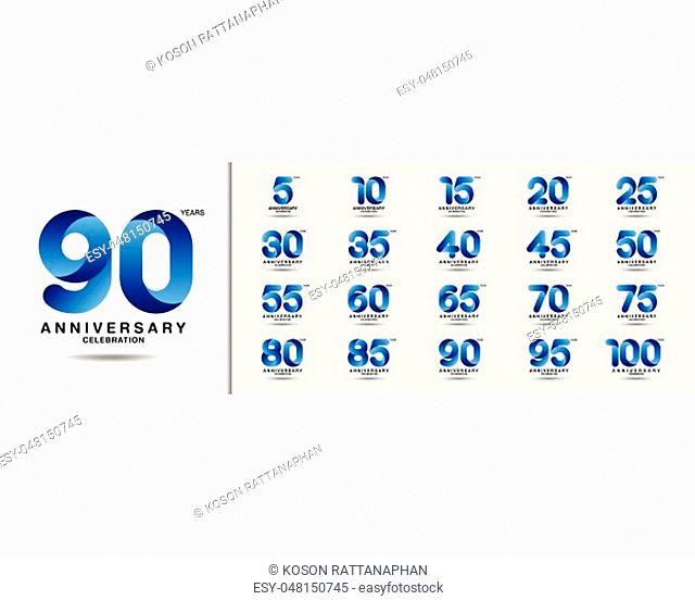 Set of anniversary logotype. Modern anniversary celebration icons. Design for company profile, booklet, leaflet, magazine, brochure, invitation or greeting card