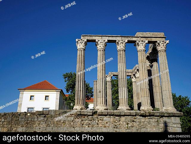 Europe, Portugal, Alentejo region, Evora, Templo de Diana, Diana Temple, Roman Temple
