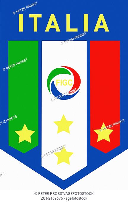 Logo of the Italian Football Association Federazione Italiana Giuoco Calcio FIGC and the National team - Caution: For the editorial use only