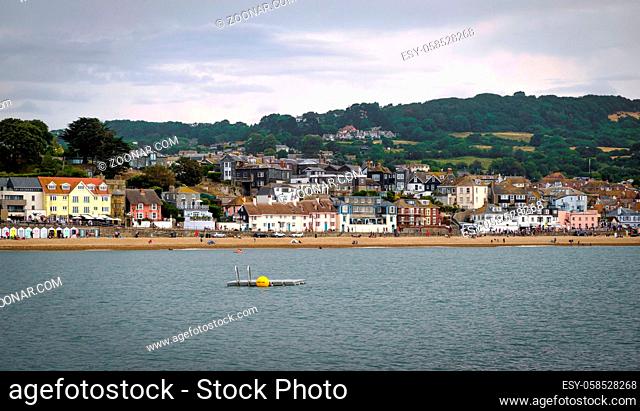 Boats in Lyme Regis Harbour Dorset England UK