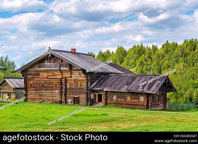 Historical wooden house in Open air museum in Semenkovo, Russia
