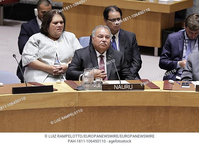 United Nations, New York, USA, July 11, 2018 - President of Nauru Baron Waqa during the Security Council Meeting on Understanding and addressing climate-related...