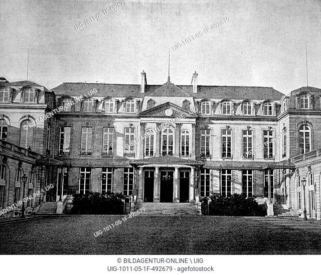 Early autotype of the elysee palace, paris, france, 1880