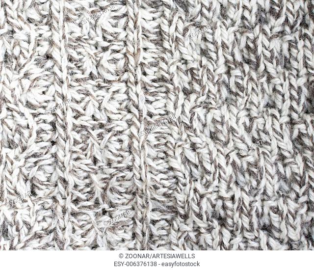 Irish sweater off-white and brown wool knitwork