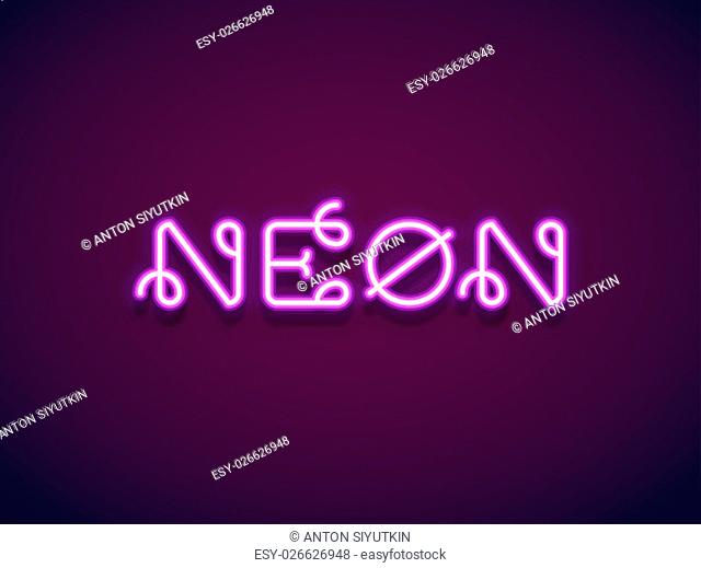 Neon tube hand drawn font. Script type letters on a dark background. Vector typeface for labels, titles, posters etc. Vector Lettering