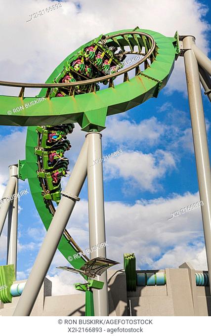The Incredible Hulk roller coaster in Marvel Super Hero Island at Universal Studios Islands of Adventure in Orlando, Florida
