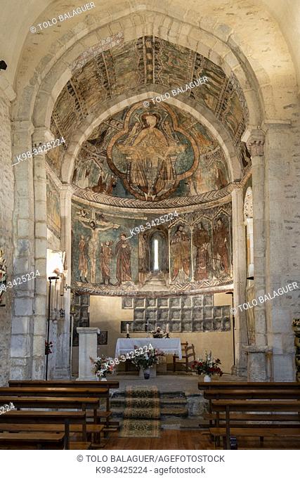 pinturas góticas, ábside, Iglesia de San Martín de Tours, Gazeo, Ã. lava, Spain, Europe