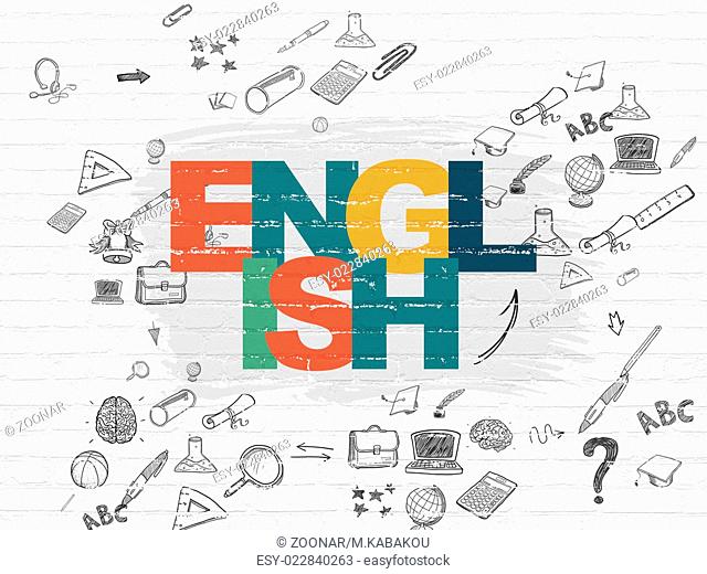 Education concept: English on wall background