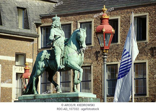 Jan-Wellem monument market place old part of town Dusseldorf North Rhine-Westphalia Germany Düsseldorf equestrian statue