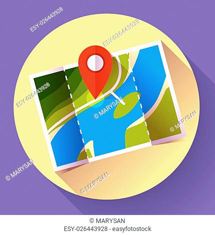 Pin on the map. Vector icon. Flat design style