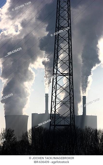 Cooling towers, HKM Huettenwerke Krupp Mannesmann, steelworks in Duisburg, North Rhine-Westphalia, Germany, Europe