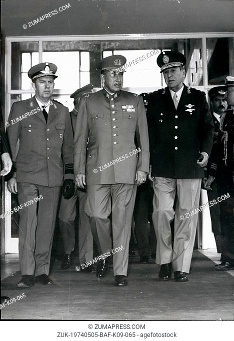 May 05, 1974 - The Presidents of Argentina and Chile together: General Augusto Pinochet, head of the military Junta of Chile visited on his first official visit...