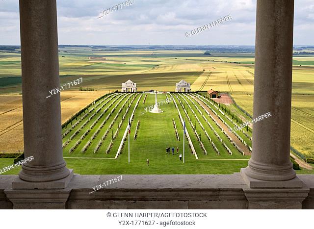 Villers-Bretonneux Military Cemetery viewed from the Australian National Memorial, Somme, Picardy, France