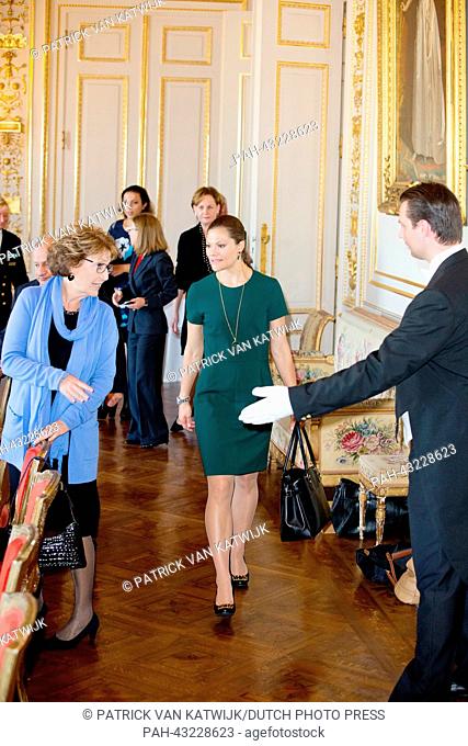 Crown Princess Victoria of Sweden (C) and Princess Margriet of the Netherlands attend a meeting of the Honorary Council of the International Paralympic Olympic...