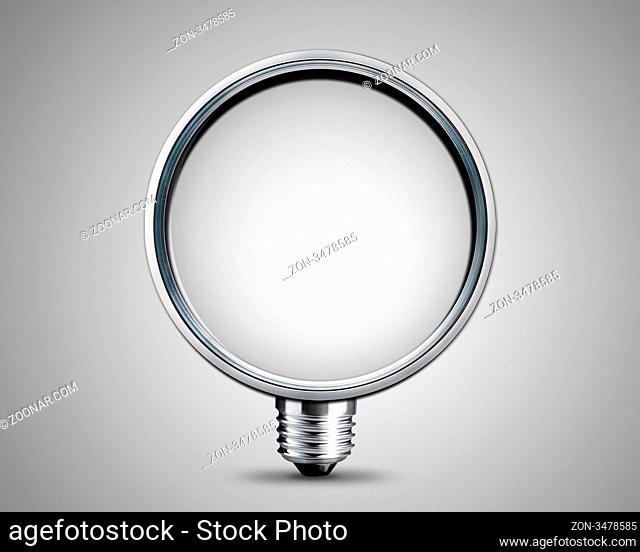 light bulb made from magnifying Glass, light bulb conceptual Image