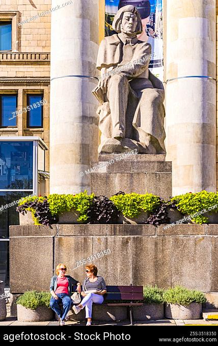 Socialist-Realist allegory surrounding the Palace of Culture and Science in Warsaw. Warsaw, Poland, Europe