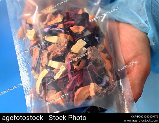 A packet of dried borscht mix from Freeze Dry Company, which has developed a technology for drying ready meals by freeze-drying at very low temperatures and...