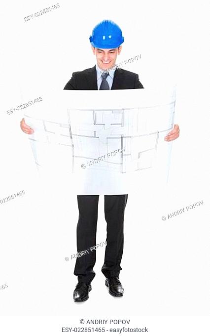 Male Architect Holding Blueprints