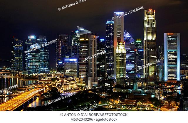 The Central Business District by night. Singapore