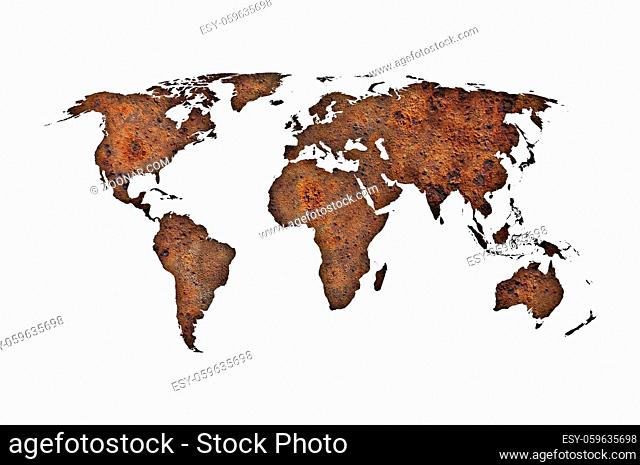 Weltkarte auf verrostetem Metall - Map of the world on rusty metal