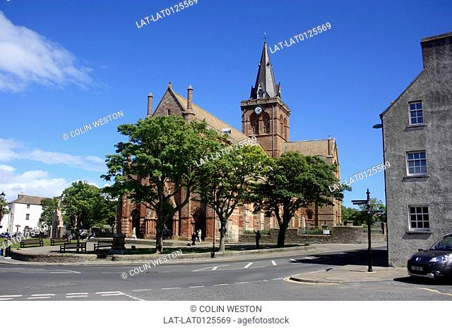 St. Magnus Cathedral, Kirkwall dominates the skyline of Kirkwall, the main town of Orkney. Building the Cathedral began in 1137 and continued for about three...