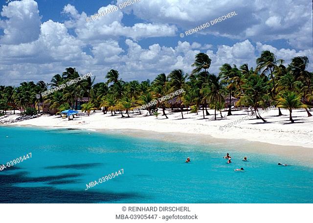 lake, turquoise-colored, sandy beach, Catalina island, Caribbean, Dominican republic