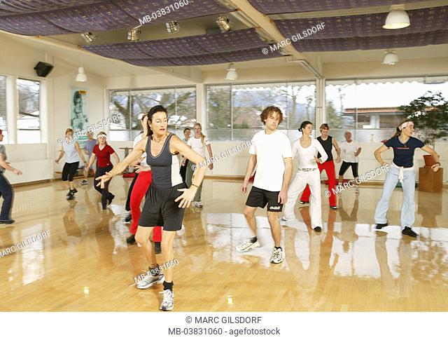 Fitness centers, Aerobic-Gruppe,   NOT FREELY FOR TOURISM,  Series, aerobics hour, aerobics course, group, athletes, man, women, course participants, aerobics