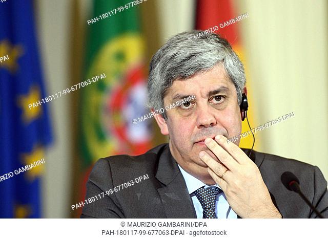 Mario Centeno, Portuguese Minister of Finance and new President of the Eurogroup attends a press conference at the Federal Ministry of Finance in Berlin