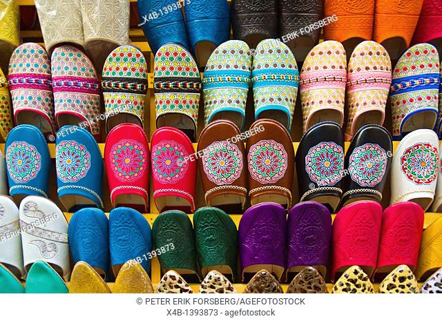 Slippers outside a shop Medina Fes el-Bali old town Fez northern Morocco Africa