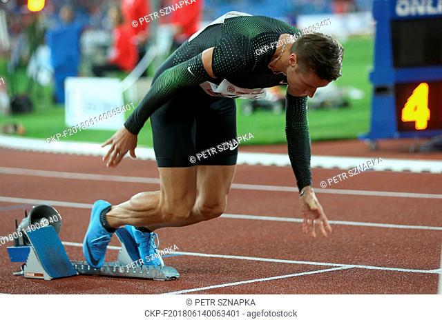 Pavel Maslak (Czech) competes in the 400m men run during the 57th Golden Spike, an IAAF World Challenge athletic meeting in Ostrava, Czech Republic, on June 13