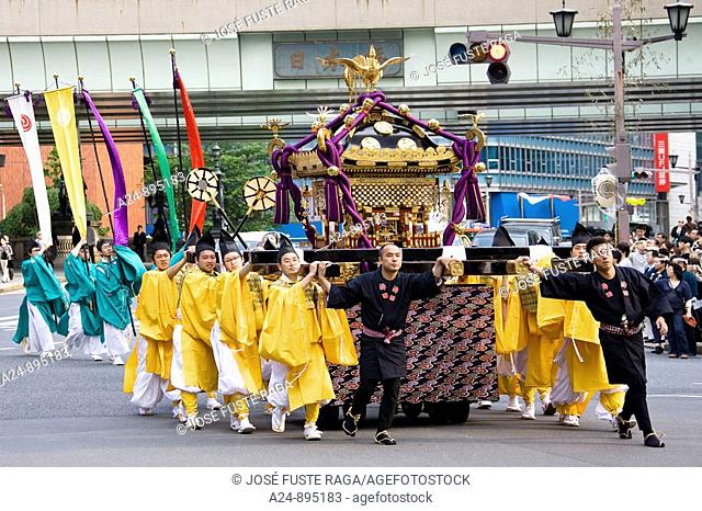 Mikoshi parading at Nihonbashi, Kanda festival, Tokyo, Japan (Spring 2009)