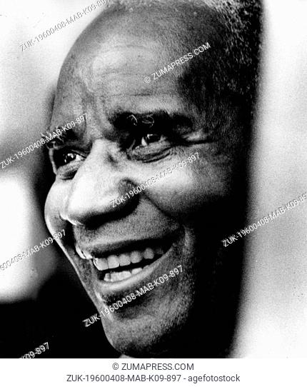 April 8, 1960 - London, England, U.K. - Dr. HASTINGS BANDA, former leader of the Malawi (Nyasaland) African Congress, and hailed there as an African political...