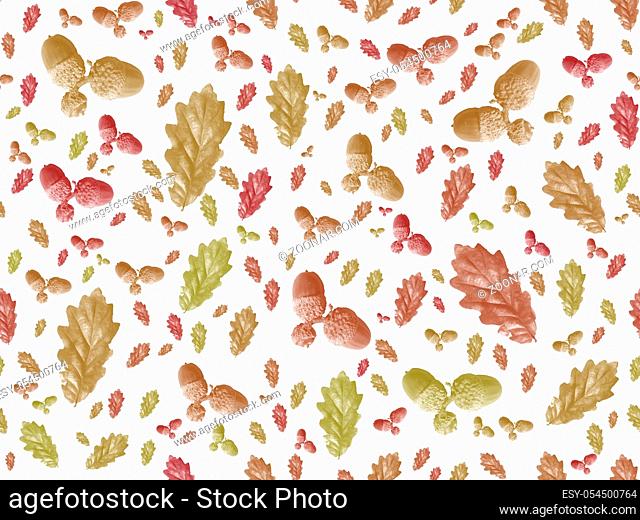 red and green oak leaf and acorns vintage style repeating pattern design