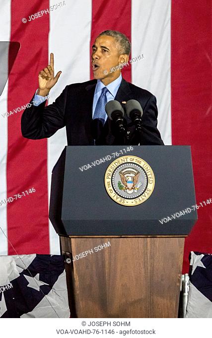 NOVEMBER 7, 2016, INDEPENDENCE HALL, PHIL., PA - President Barack Obama speaks at Hillary Clinton Election Eve Get Out The Vote Rally, Independence Hall, Phil