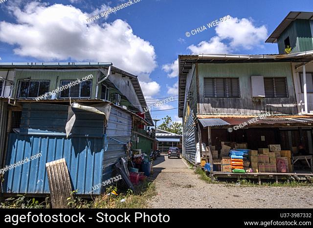 Old wooden shop houses in Maludam, Sarawak, East Malaysia, Borneo