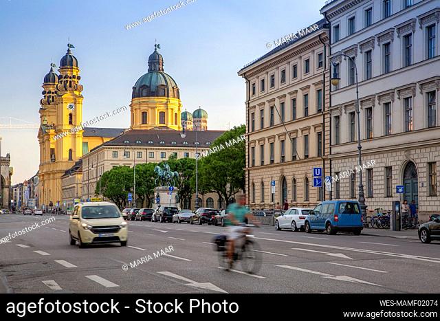 Germany, Bavaria, Munich, Ludwigstrasse with Theatine Church in background