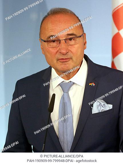 09 September 2019, Berlin: Gordan Grlic Radman, Croatian Foreign Minister, answers questions from journalists following his talks with the Federal Foreign...