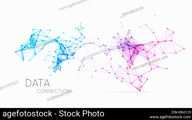 Abstract network connection. Vector technology background on white